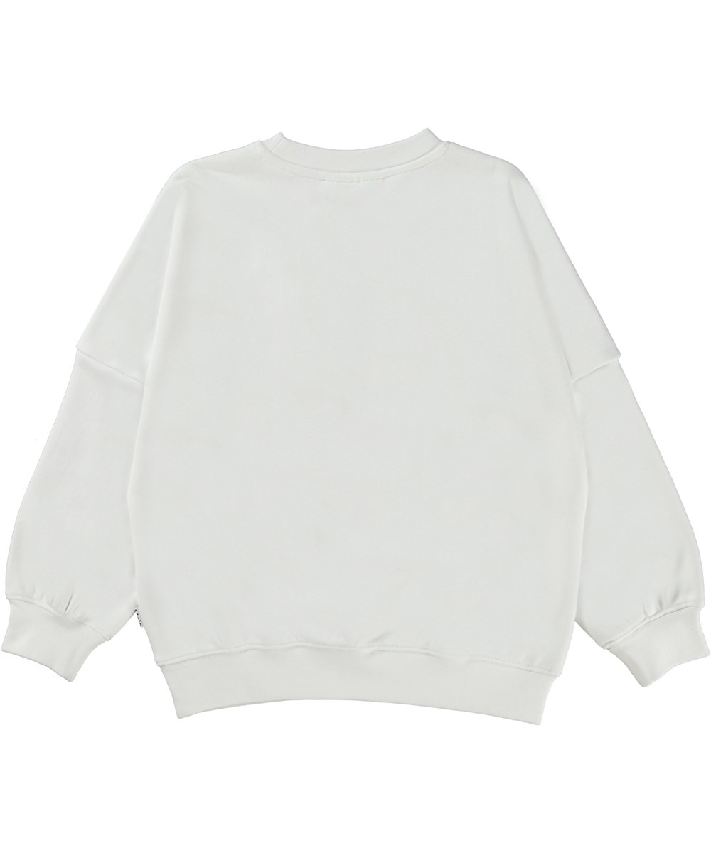 Marika - White - Weißes Oeko-Tex-Sweatshirt mit gelber Stickerei