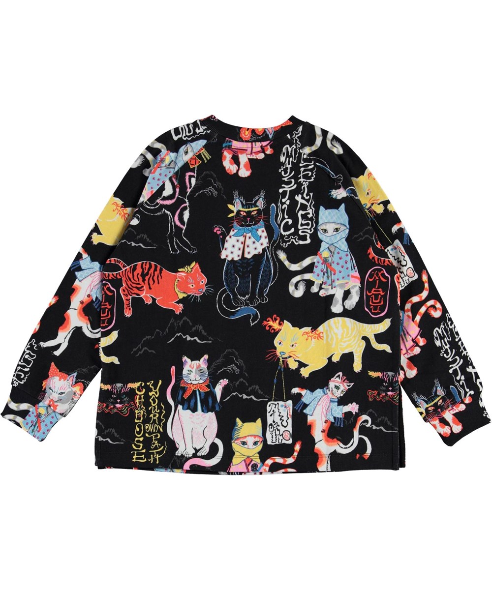 Mary - Mystic Beings Dark - Öko-Sweatshirt mit Ninja-Katzen