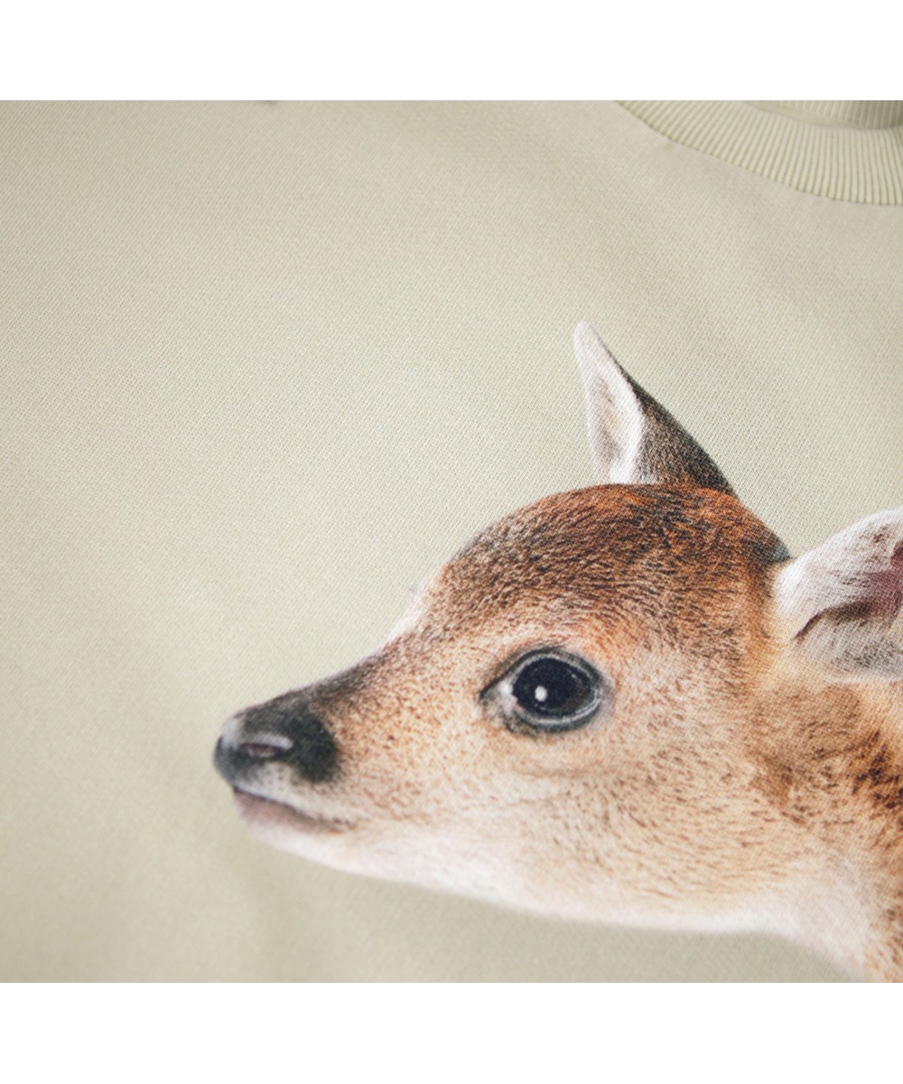 Maxi - Forest Friends - Beiges Sweatshirt für Kinder aus Öko-Baumwolle mit einem Aufdruck von Waldtieren.