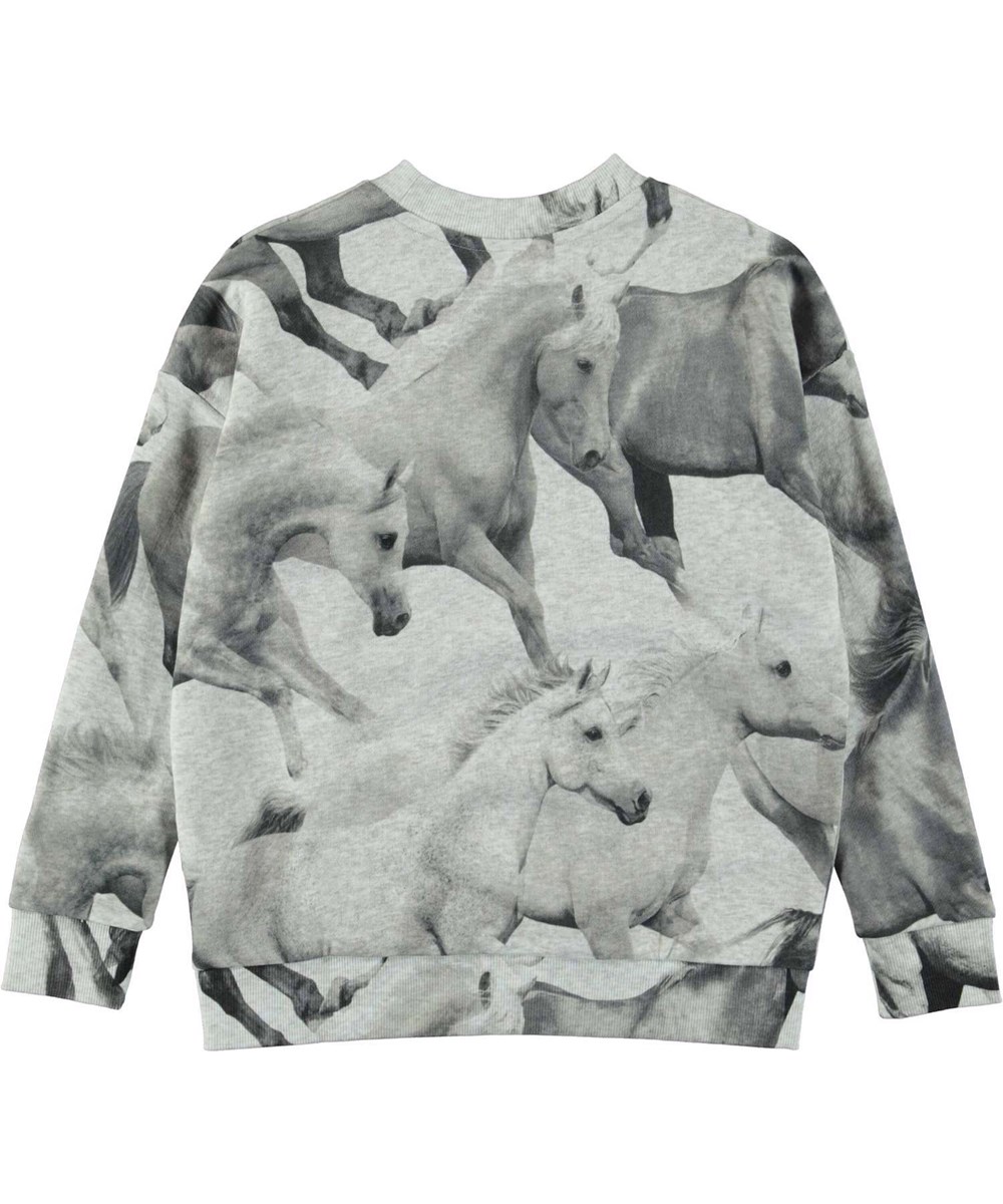 Maxi - Greymelange Horse - Graues Sweatshirt mit Pferdeprint
