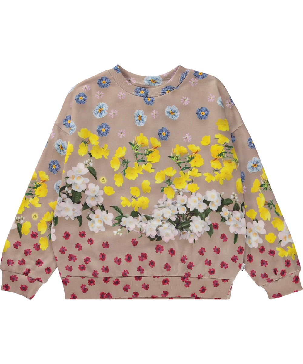 Maxi - Magical Flowers - Beiges Sweatshirt mit Allover-Blumendruck