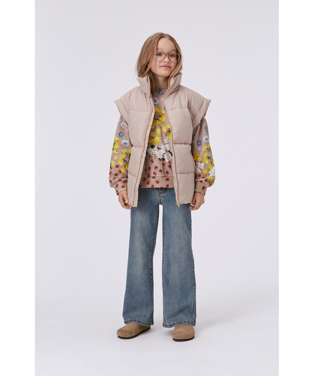 Maxi - Magical Flowers - Beiges Sweatshirt mit Allover-Blumendruck