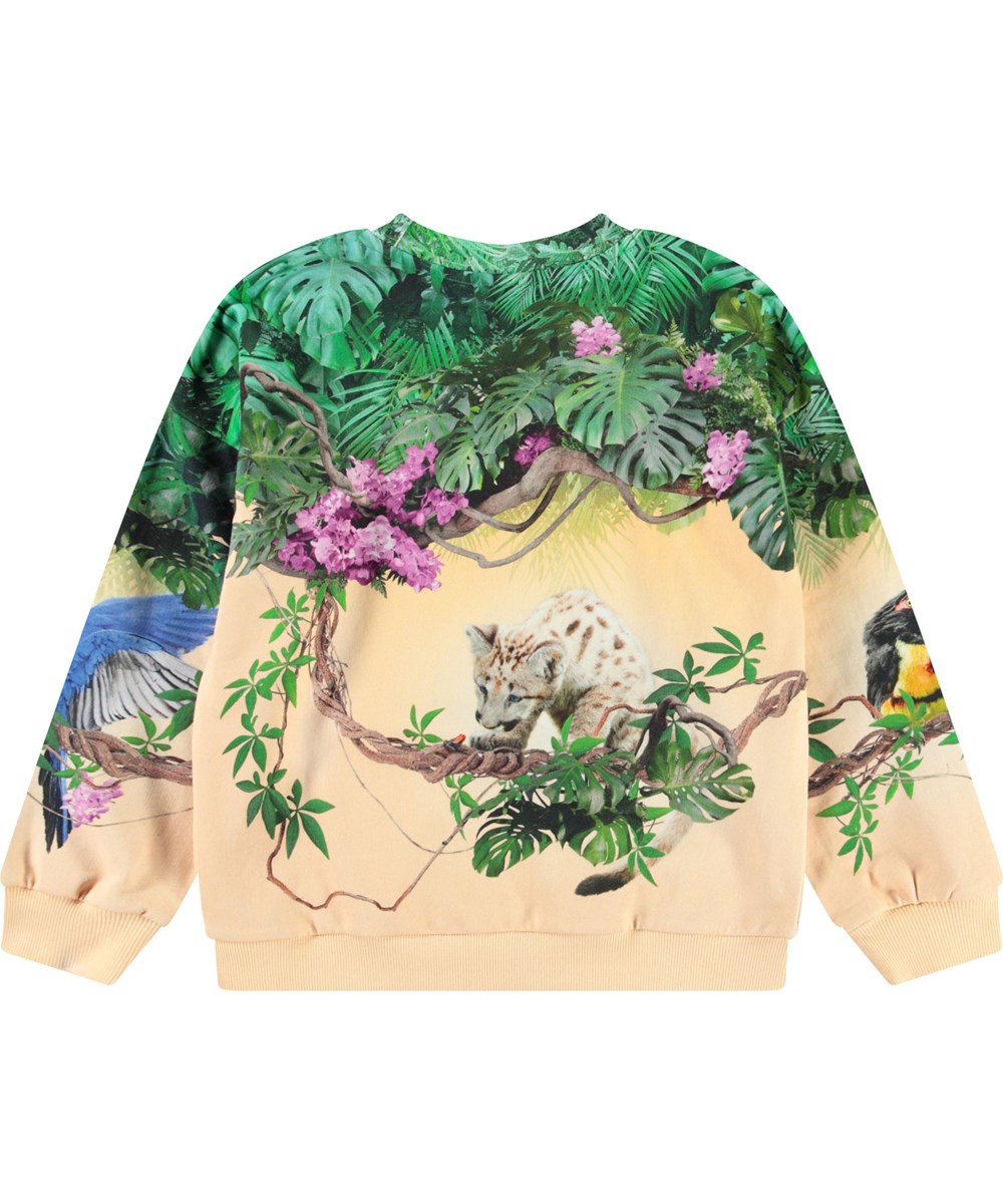 Maxi - Pumatastic - Hellorangefarbenes Sweatshirt mit Druck für Kinder aus weicher Öko-Baumwolle mit gerippten Kanten am Hals, an den Ärmeln und am unteren Saum des Sweatshirts.