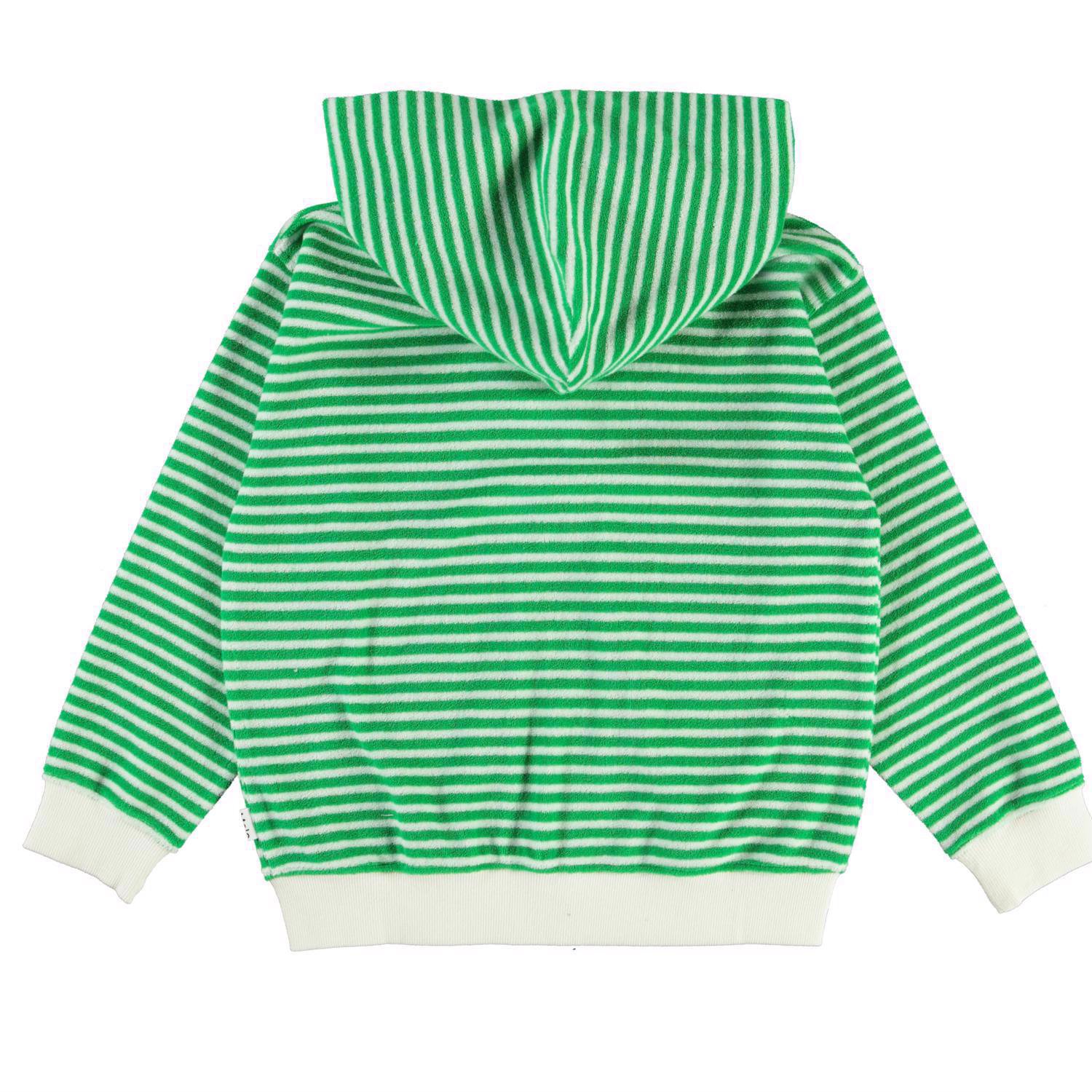 Mel - Fine Green Stripe - Frottee grün-weiß gestreifter Hoodie - Molo