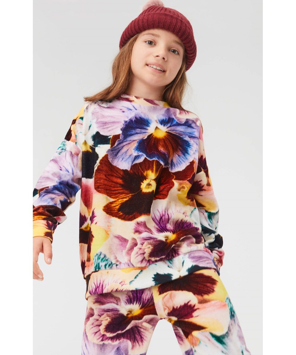 Mika - Floral Velour - Velour Jogginghose mit Blumen