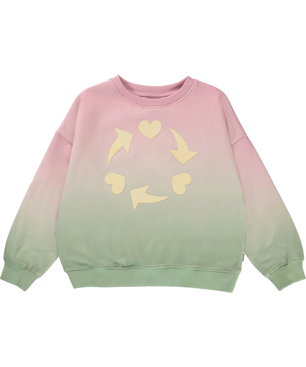 Mika - Orchid Fade - Öko-Sweatshirt in Rosa und Grüne mit Herzen