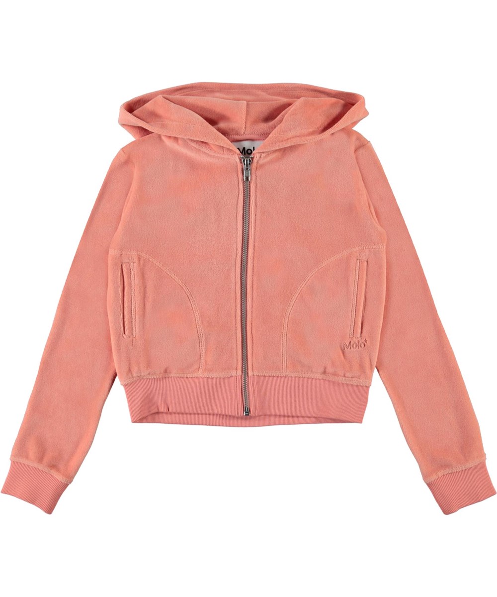 Milla - Burnt Coral - Korallenfarbener Velours-Hoodie