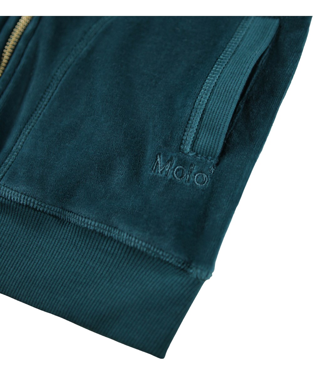 Milla - Cosmic Green - Grüner Kapuzenpullover für Kinder aus weichem Velours.