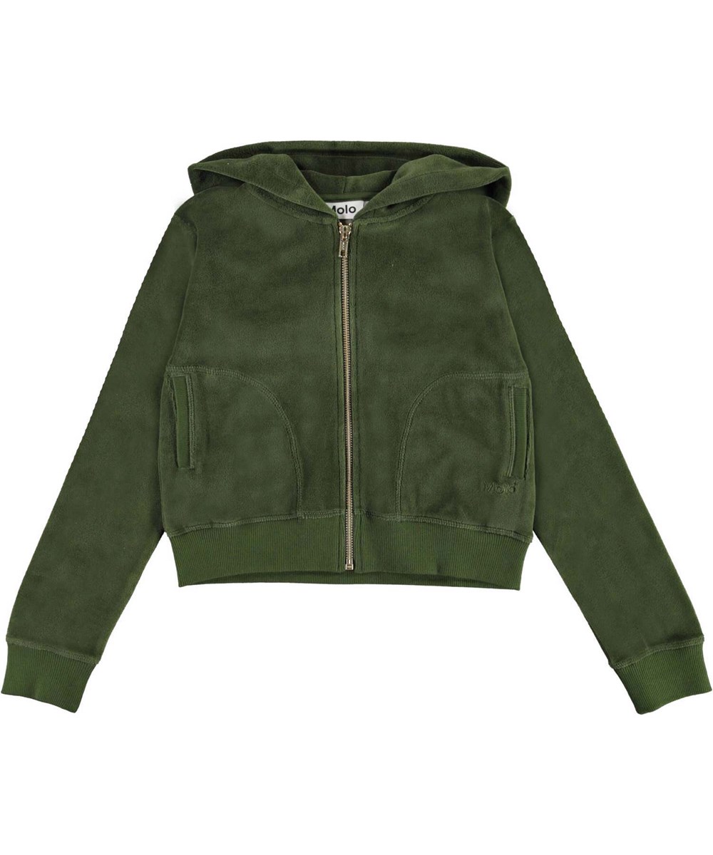 Milla - Cypress - Grüner Velours-Hoodie