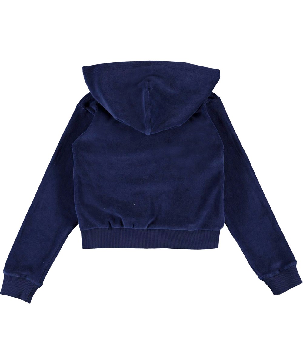 Milla - Ink Blue - Blauer Velour-Hoodie