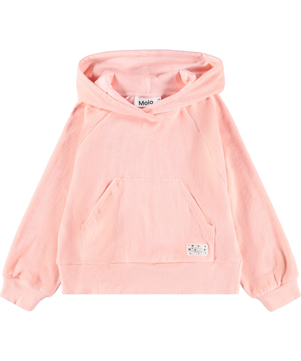 Minelli - Peach Bud - Pfirsichfarbener Kapuzenpullover für Kinder aus Bio-Baumwollfrottee