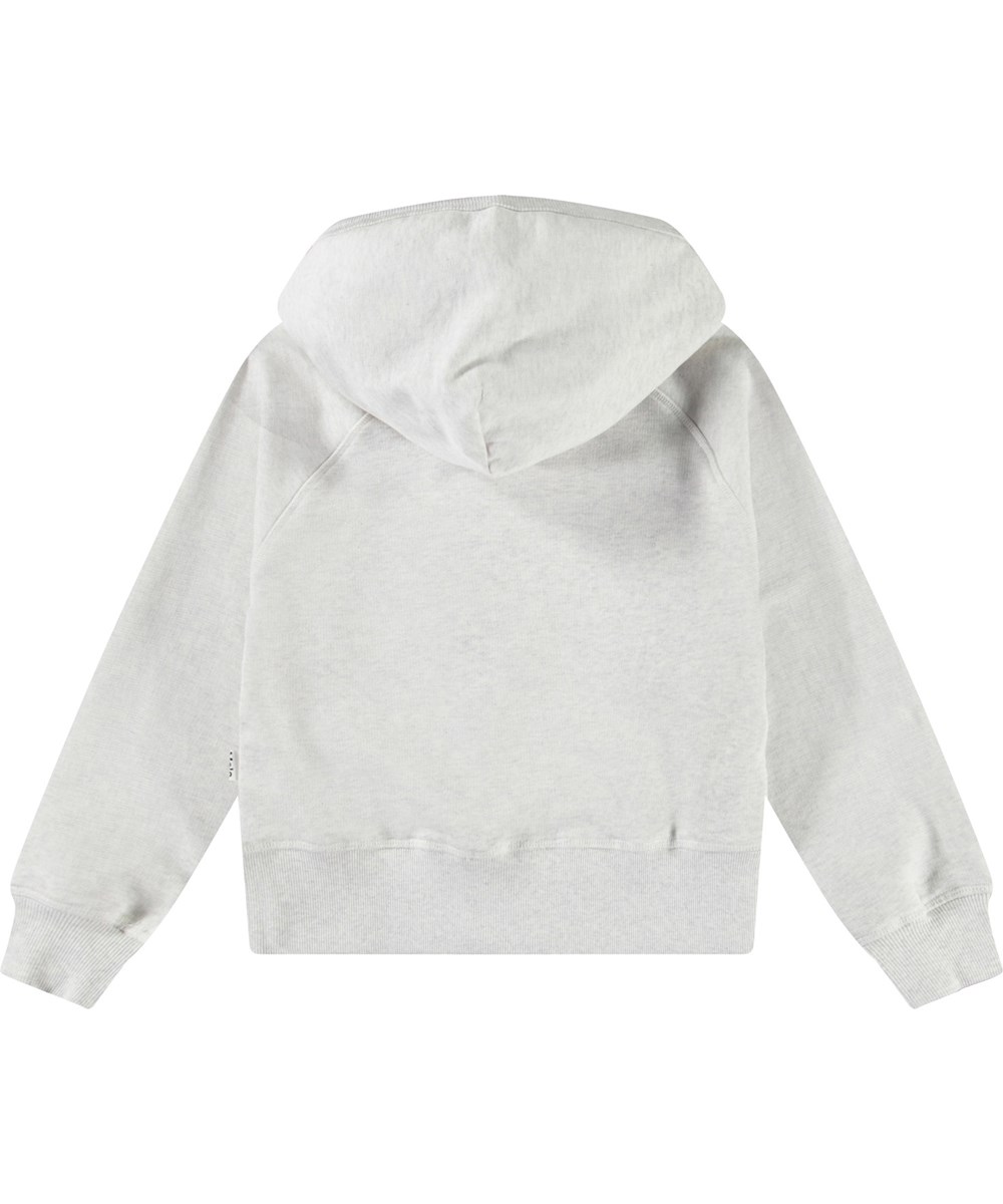 Minelli - Snow Melange - Hellgrauer Kapuzenpullover für Kinder aus weicher Öko-Baumwolle mit gerippten Kanten an der Kapuze, den Ärmeln und am unteren Saum des Pullovers.
