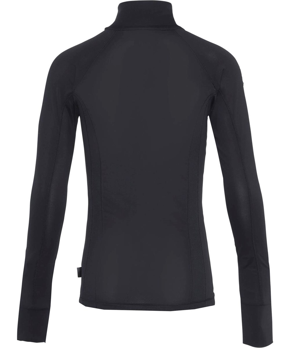 Oana - Black - Schwarze Sportbluse mit hohem Hals