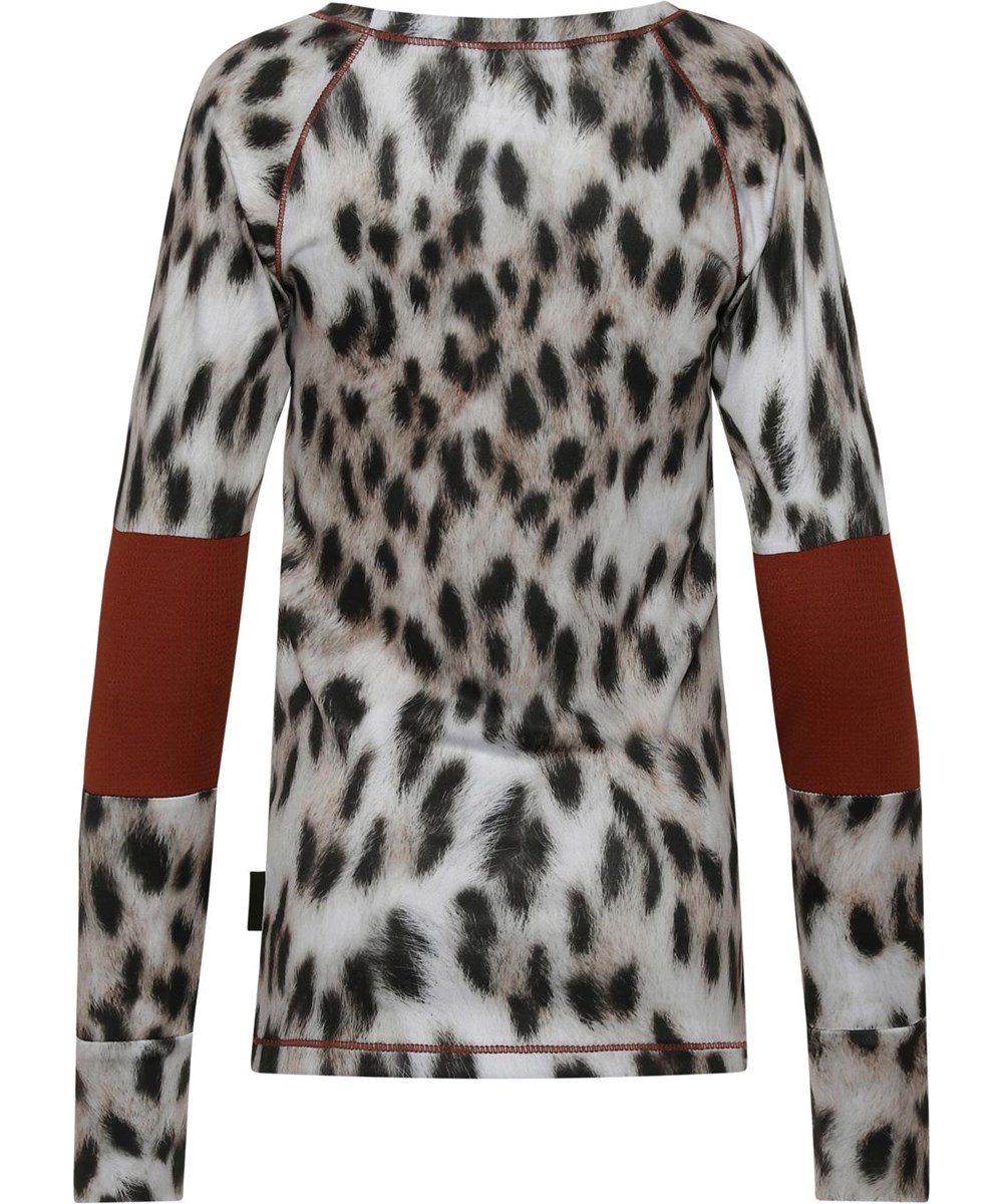 Odelia - Snowy Leo Fur - Sportbluse mit Schneeleopardenmuster