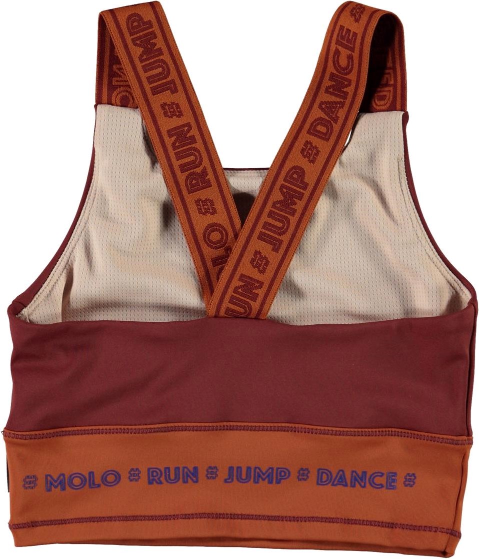 Oliva - Block Autumn - Sporttop in braun mit Text