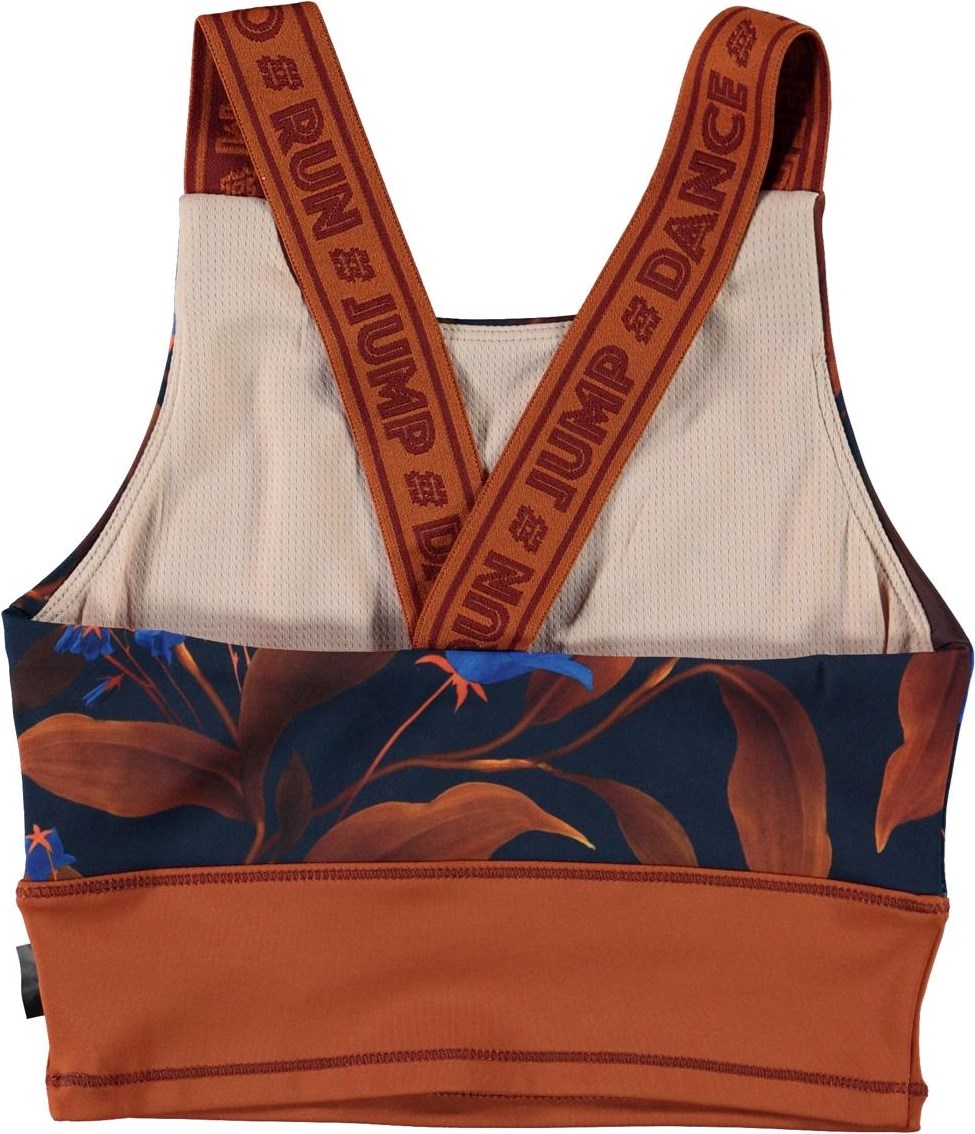 Oliva - Night Bloom_Big - Sporttop mit blauen und braunen Blüten