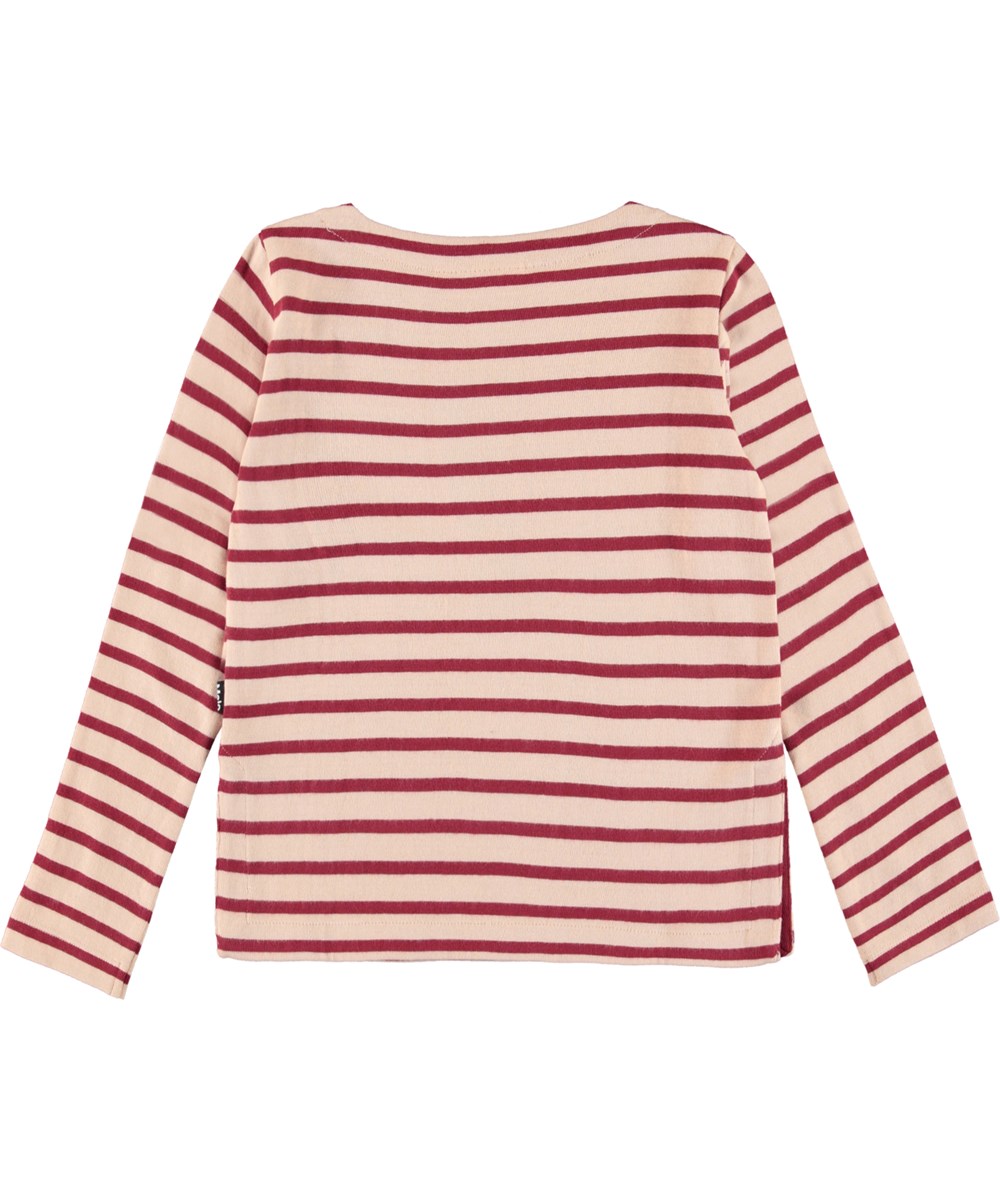 Rafina - Velvety Rose Stripe - Rosa Öko-Langarmshirt mit roten Streifen