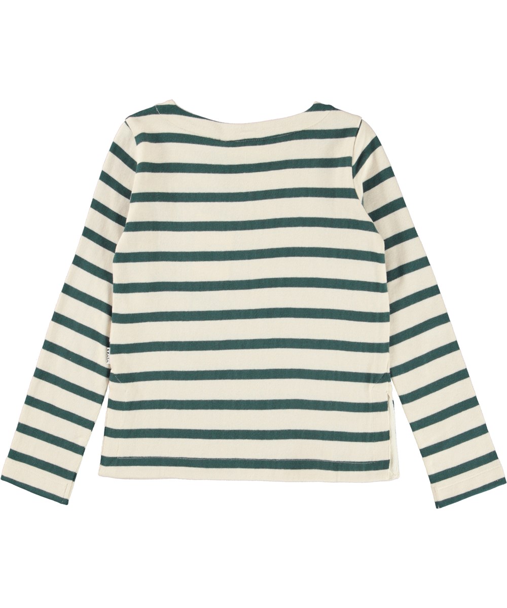 Rafina - Wild Ivory Stripe - Helles Öko-Langarmshirt mit grünen Streifen