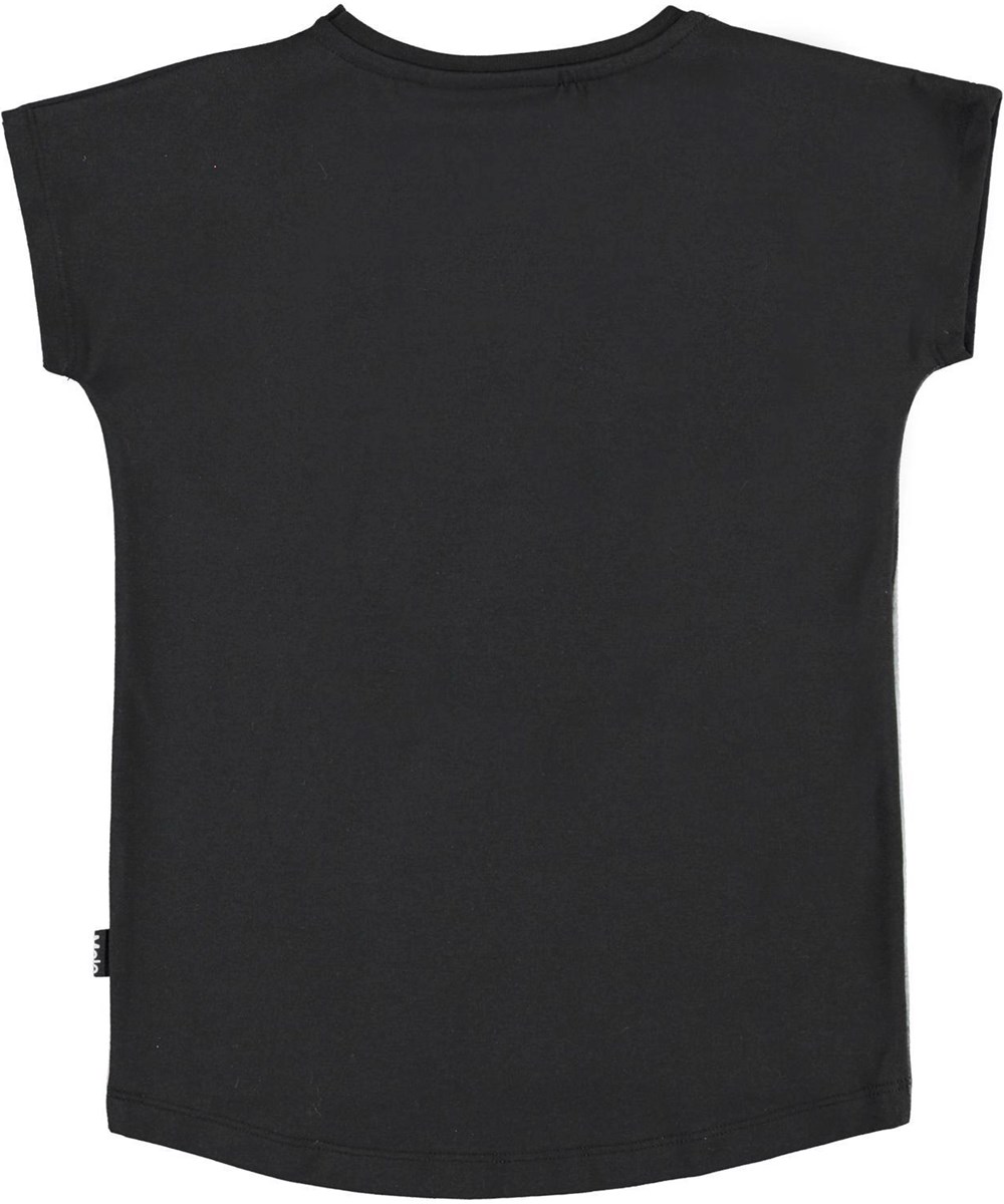 Ragnhilde - Triplets - Schwarzes Öko-T-Shirt mit Pferde-Print