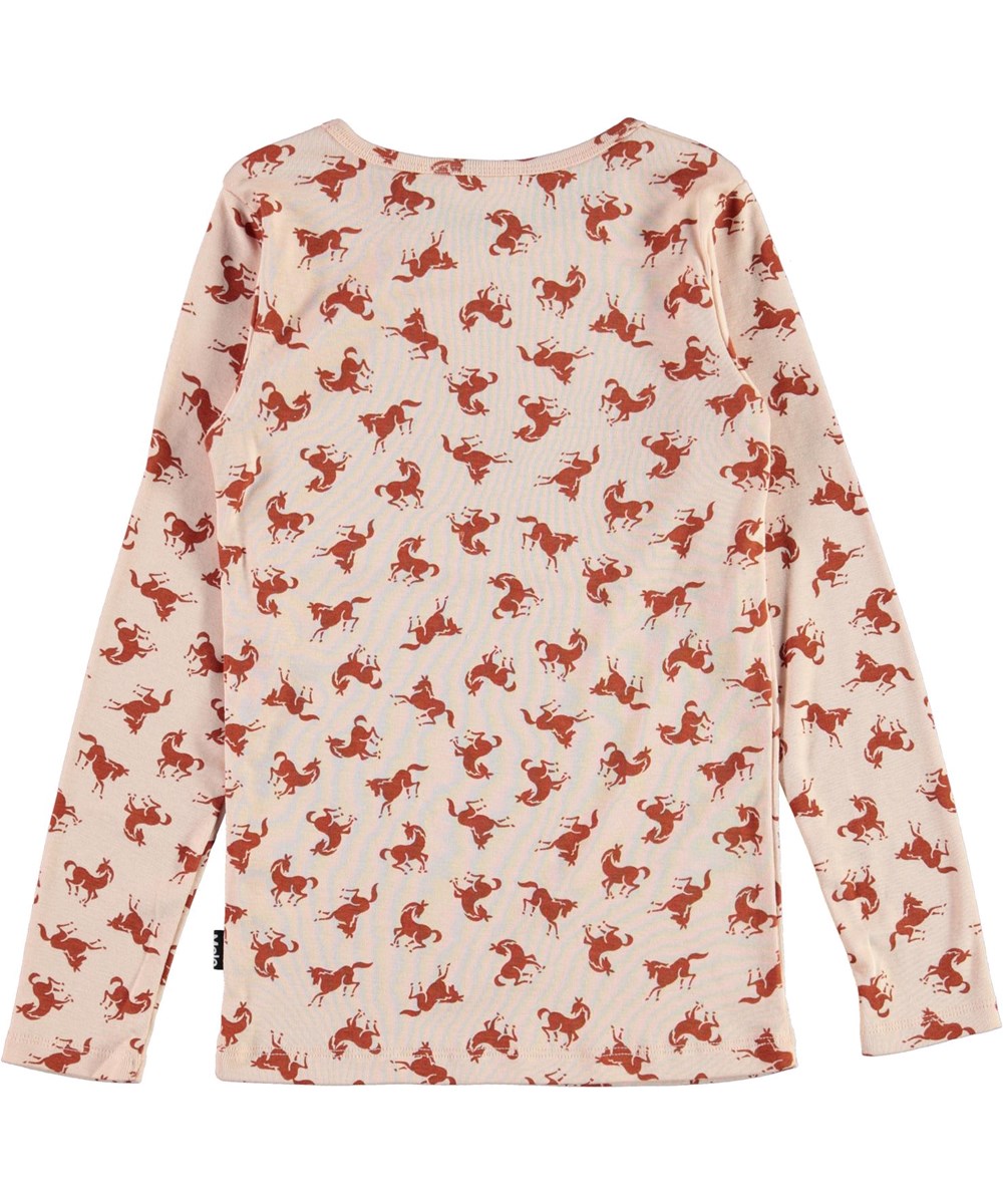 Ramona - Mini Horse Jersey - Öko rosa Pullover mit Pferdedruck