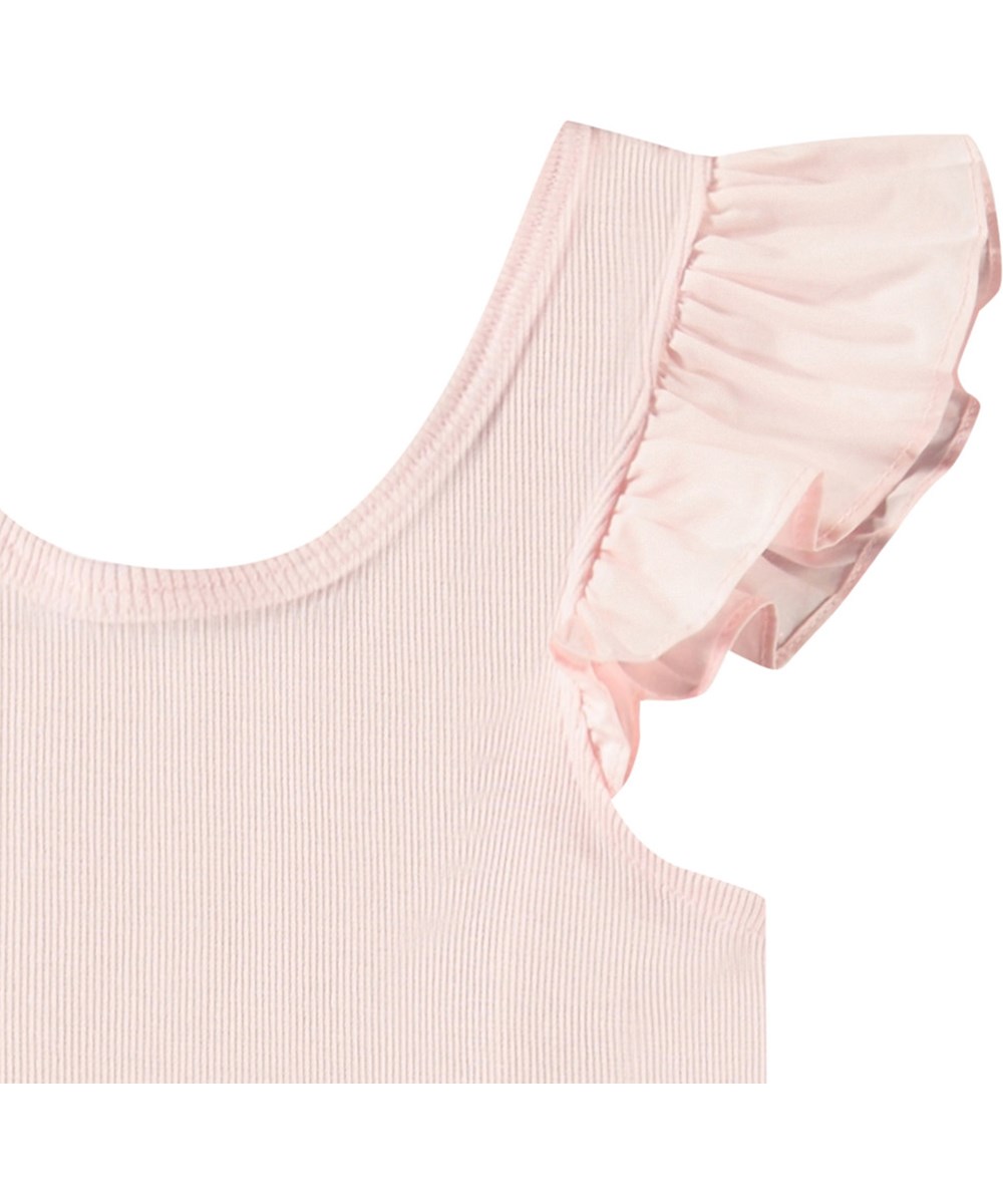 Ranja - Charlotte Pink - Pinkes Tanktop für Kinder aus weicher Öko-Baumwolle mit Rüschenärmeln.