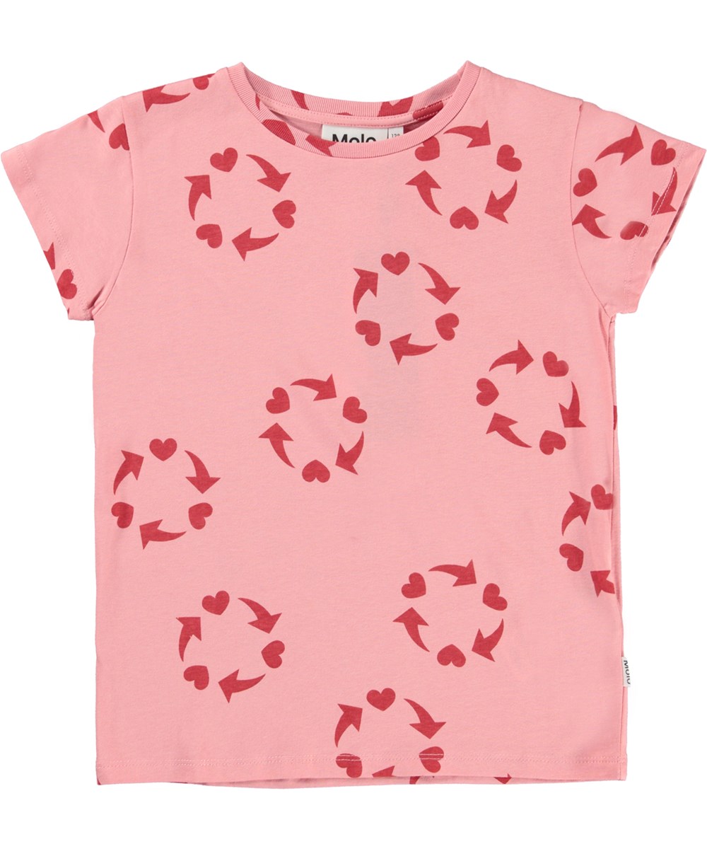 Ranva - Pink Love - Öko-T-Shirt in Rosa mit recycelten Herzen