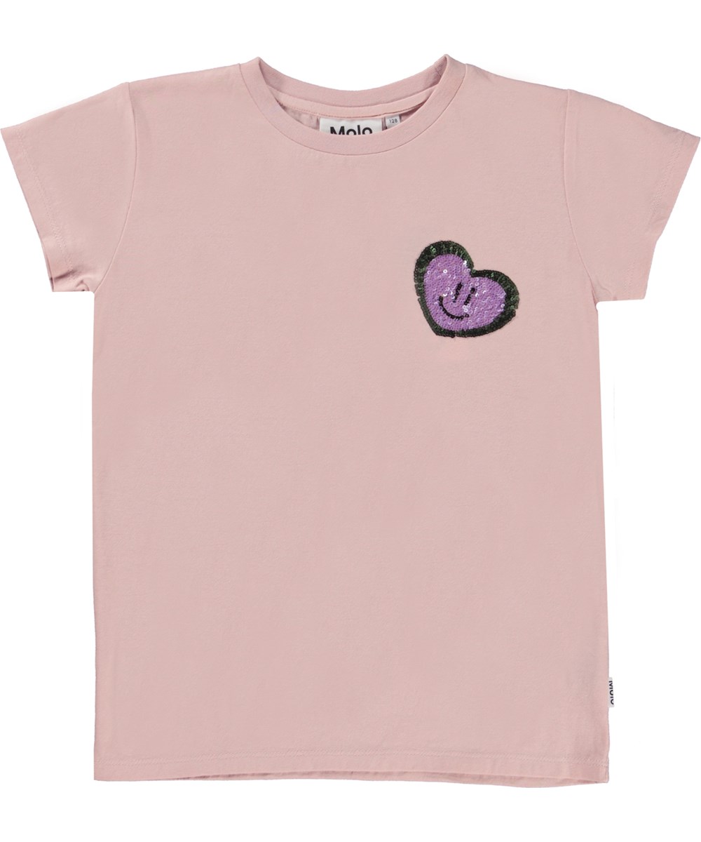 Ranva - Little Heart - Rosa Öko-T-Shirt mit Herzgrafik