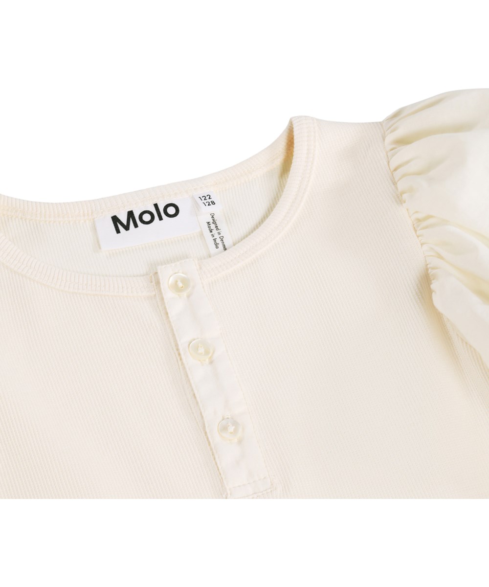 Rawna - Pearled Ivory - Off-weißes Kinder-Cropped-T-Shirt aus Öko-Baumwolle