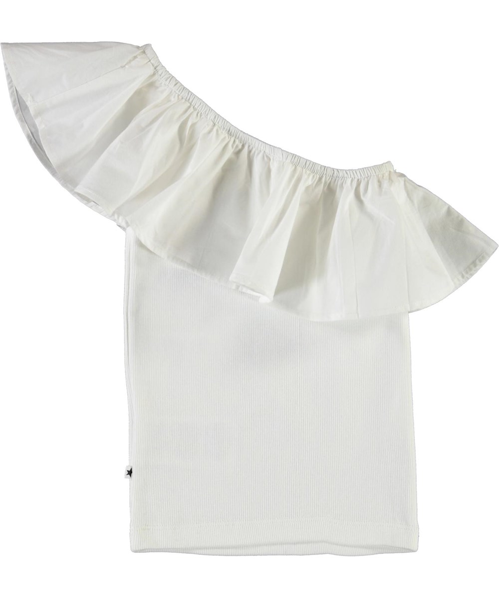 Rebecca - White Star - Öko weißer asymmetrischer Top
