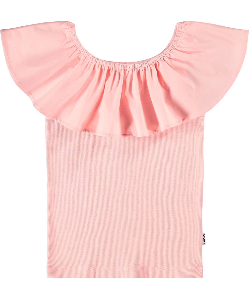 Reca - Peach Bud - Rosa schulterfreies Oberteil für Kinder aus Öko-Baumwolle