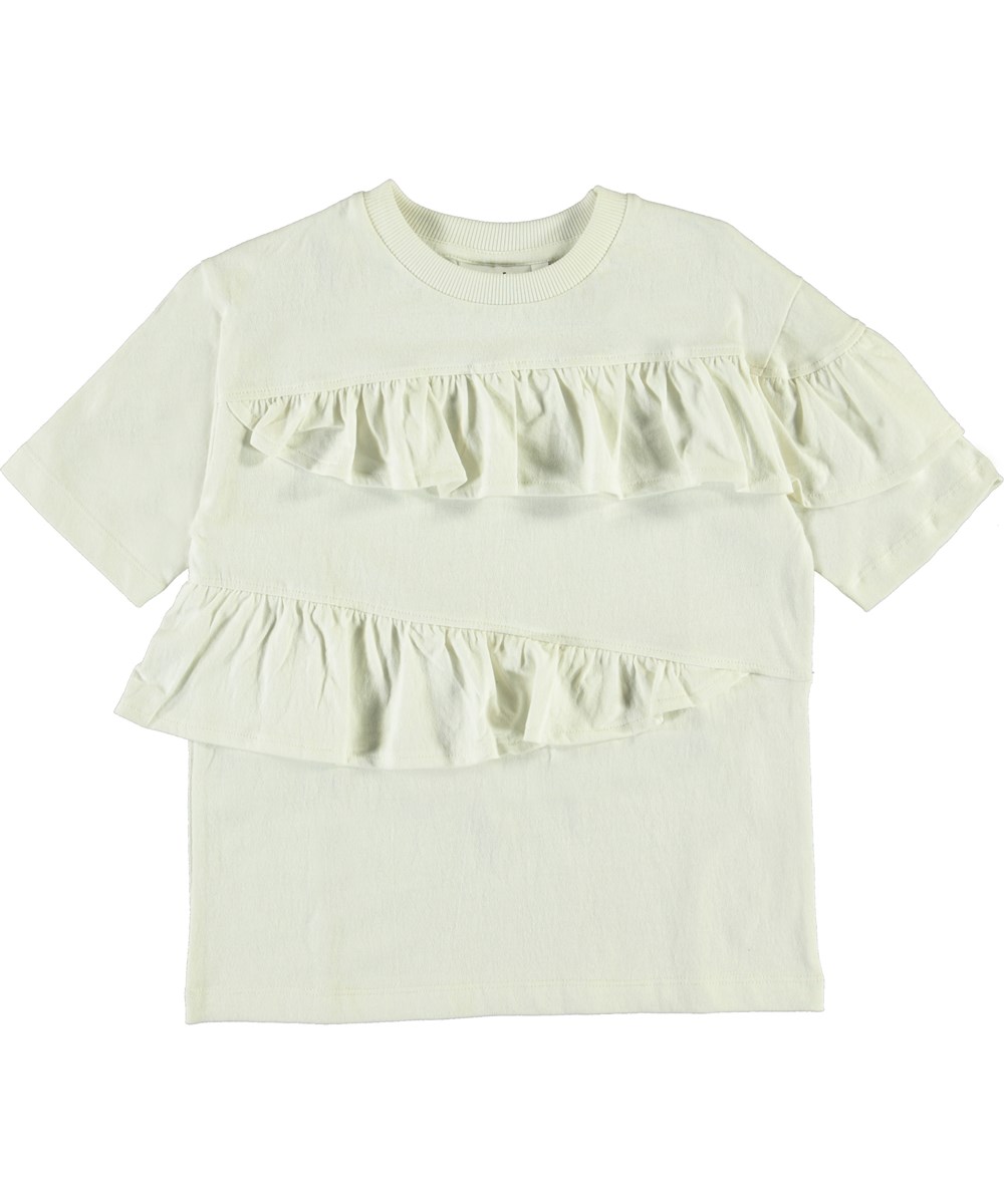 Rei - White Star - Weißes Rüschen-T-Shirt