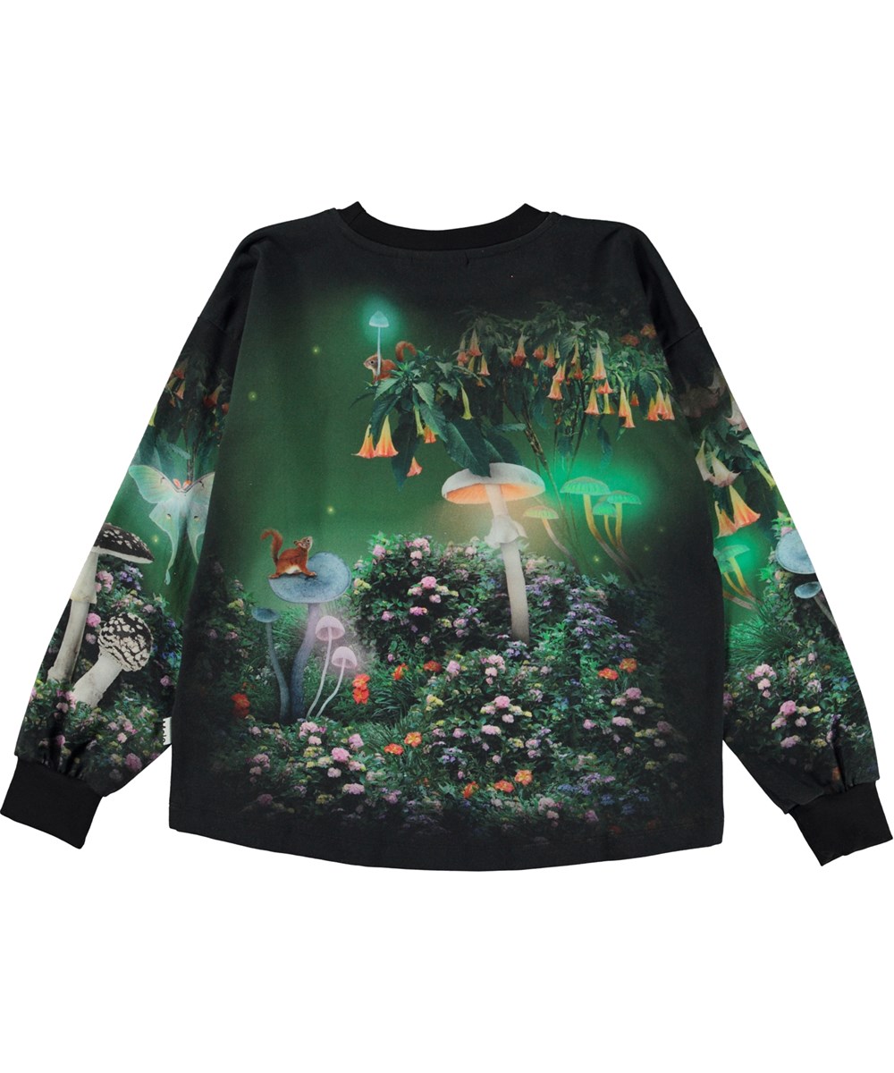 Reniza - Moonlight Glade - Schwarzes Öko-Shirt mit Moonlight-Print