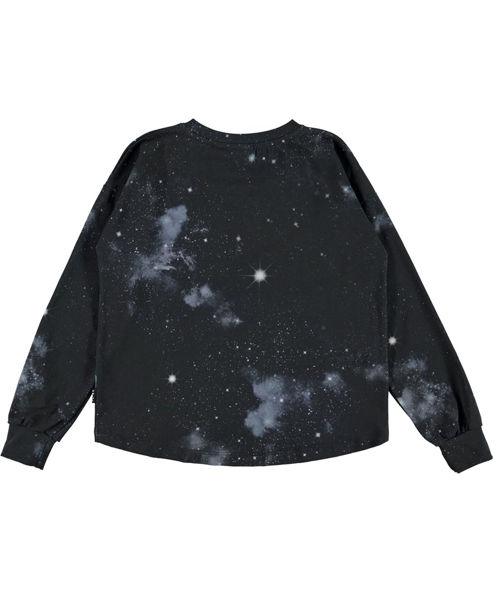 Reniza - Water Lily Horse - Öko blaues Sweatshirt mit Pferd und Seerosen