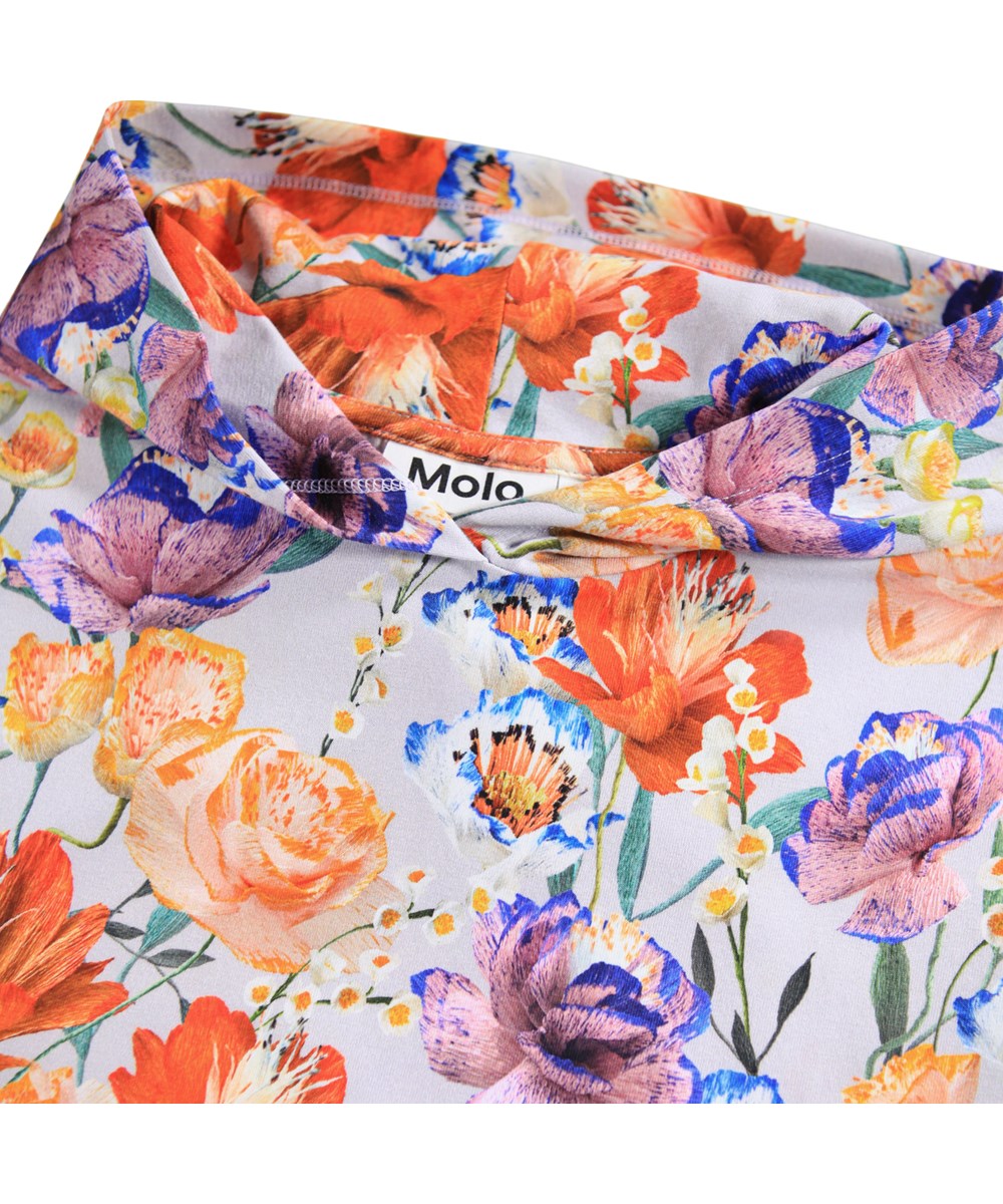 Rhona - Paper Flowers - Hellvioletter Kapuzenpullover für Kinder aus weicher, biologischer Baumwolle mit einem Druck bunter Papierblumen.