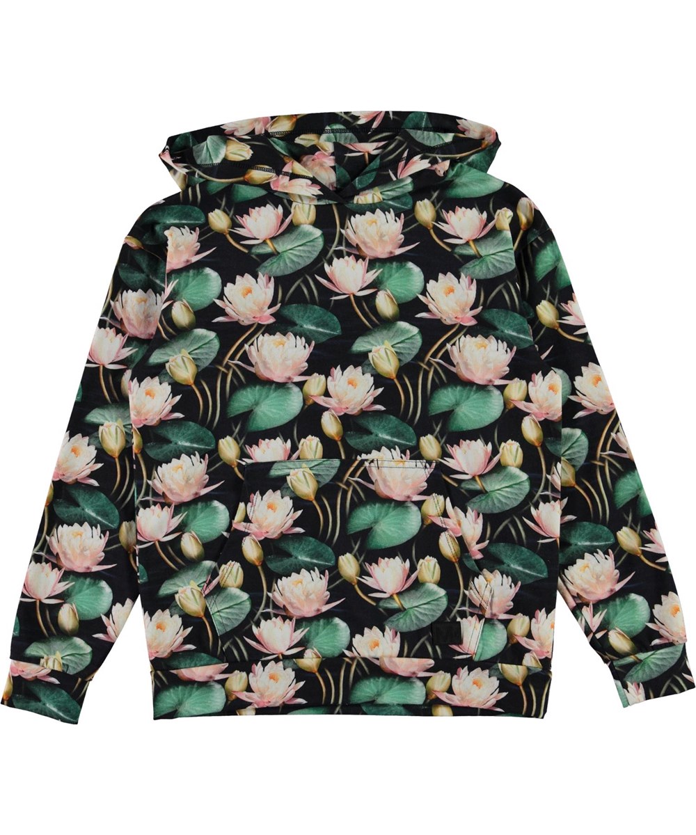 Rhona - Water Lilies - Öko-Hoodie mit Seerosendruck