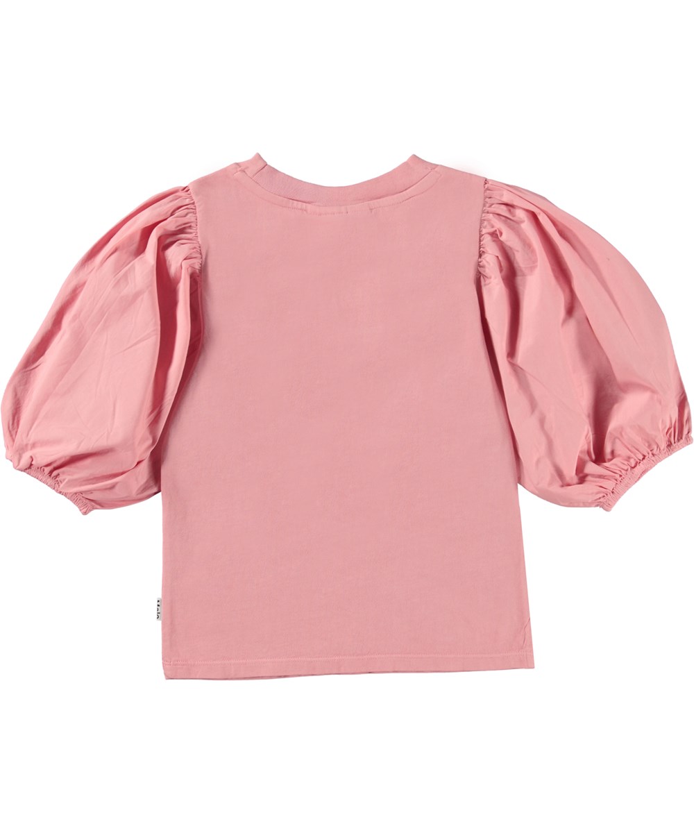 Rica - Dusty Rose - Rosafarbene Öko-Bluse mit Puffärmeln.