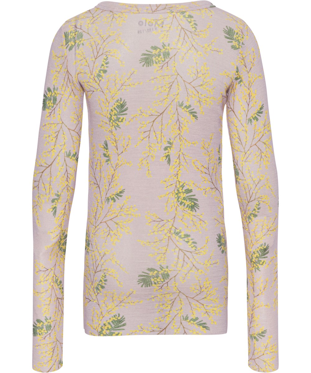 Rihanna Wool - Mimosa Wool - Hellviolettes Pullover aus Merinowolle mit Allover-Print