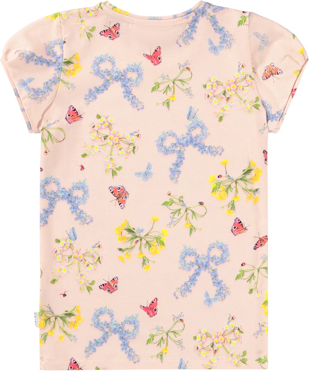 Rimona - Flowerbows - Rosa T-Shirt für Kinder aus Öko-Baumwolle
