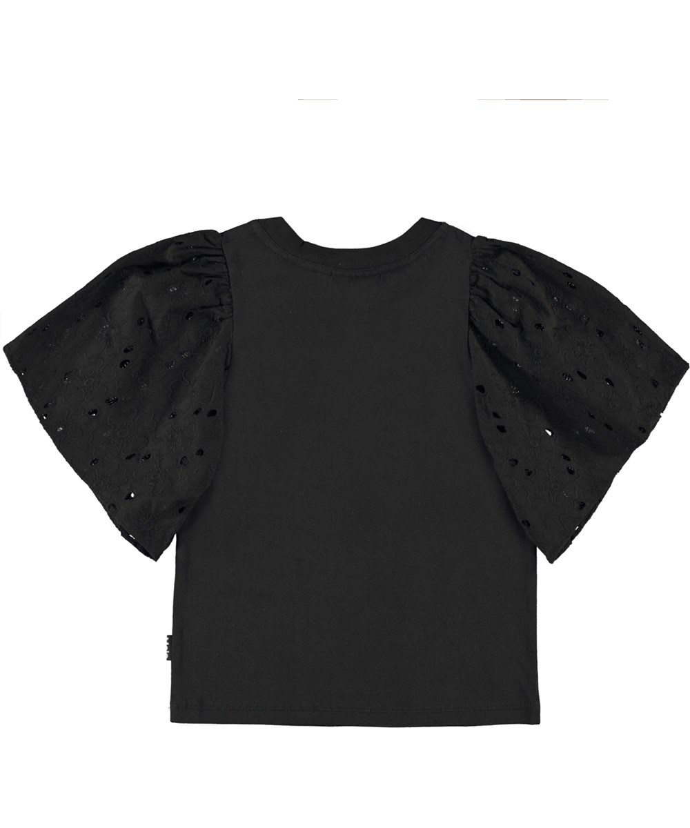 Ritza - Black - Schwarzes Top mit Spitzenärmeln