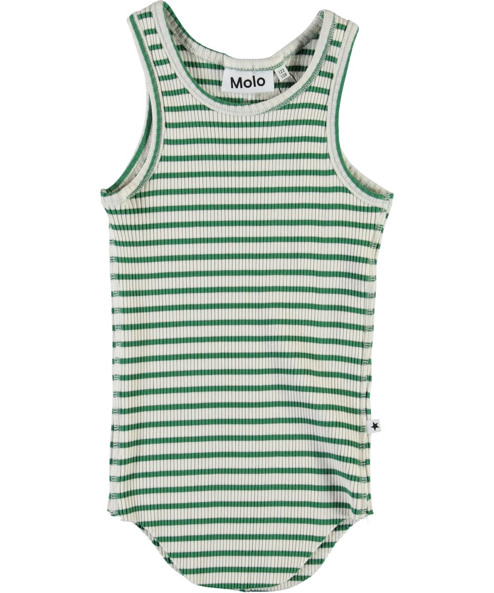 Roberta - Jungle Ivory Stripe - Grünes und Weißes Tanktop gestreift