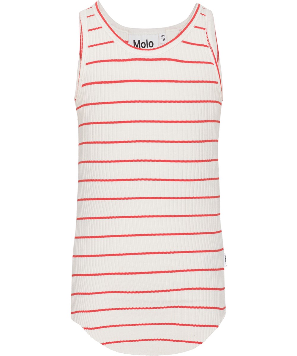 Roberta - Shell Red - Rot-weiß gestreiftes Tanktop aus Öko-Baumwolle