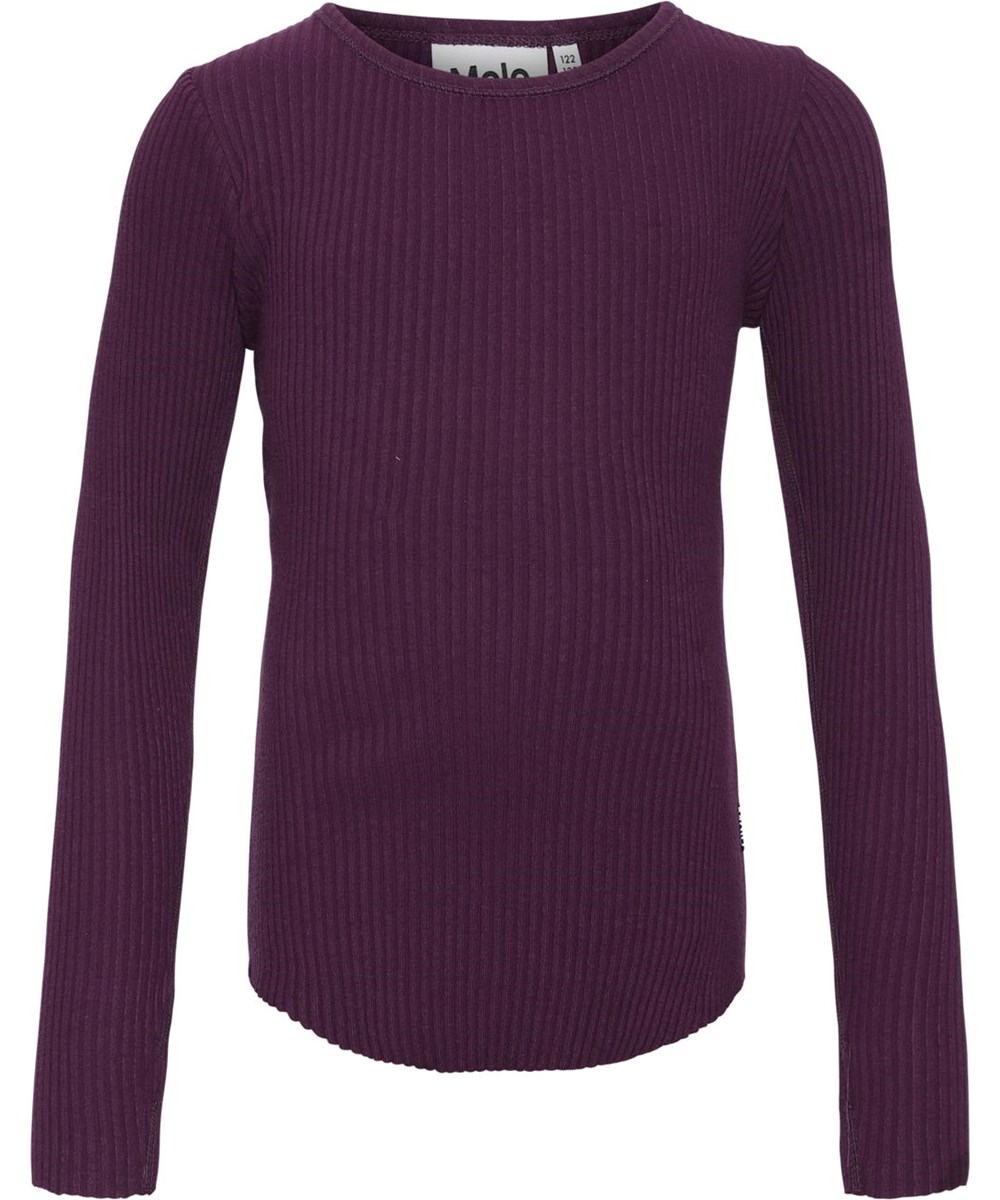 Rochelle - Noirberry -  Öko lila Ripp-Pullover