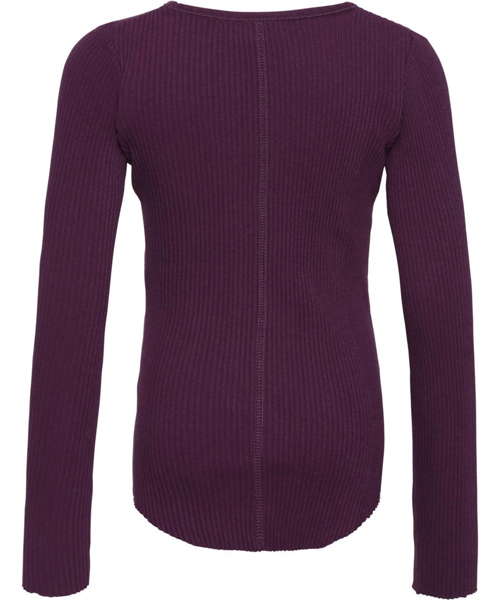 Rochelle - Noirberry -  Öko lila Ripp-Pullover