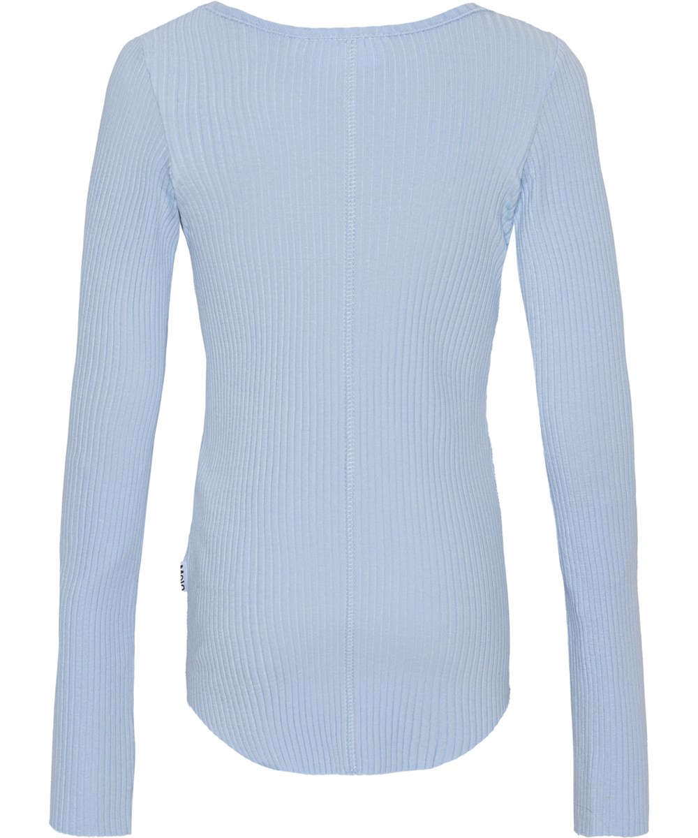 Rochelle - Windy - Hellblaue Langarmbluse aus Öko-Rippstrick