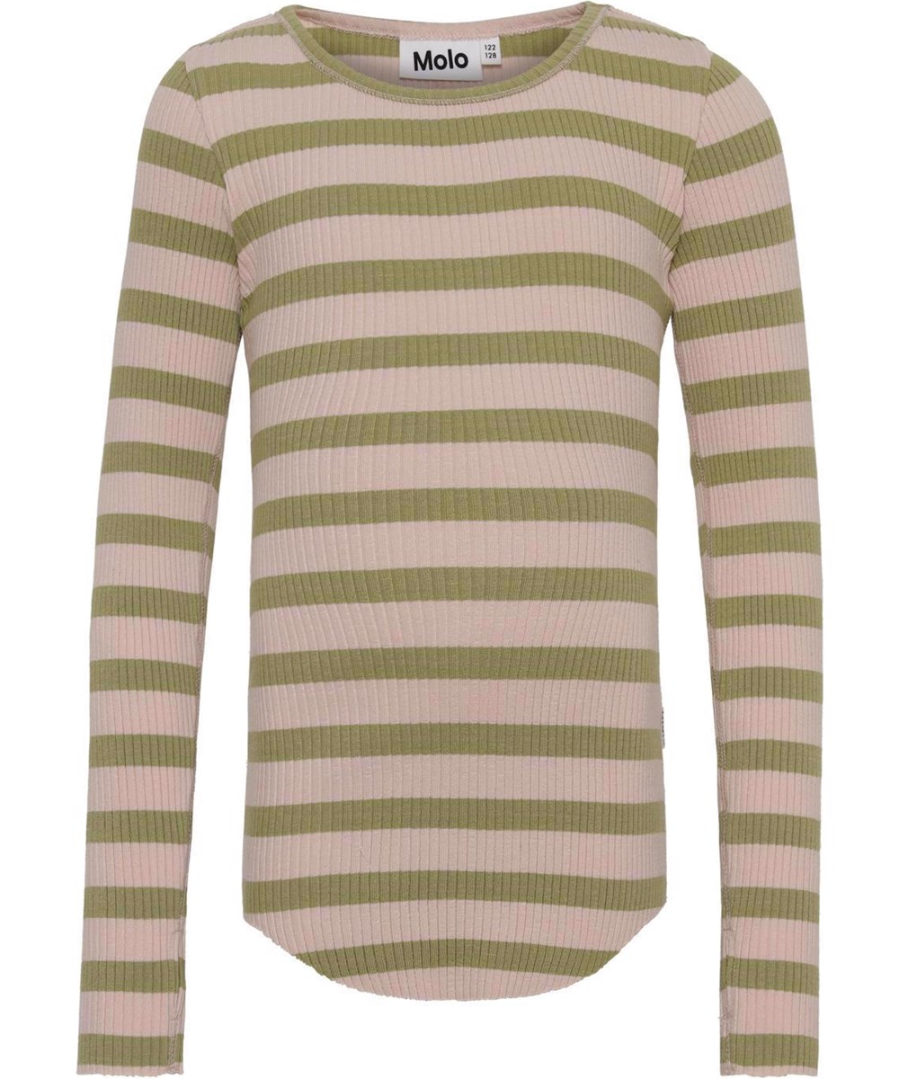 Rochelle - Powder Cedar - Öko rosa und grün gestreifter Pullover