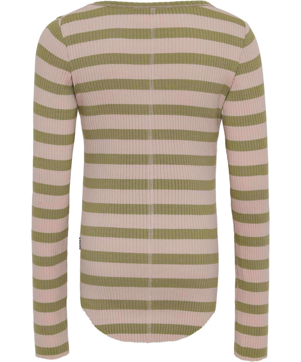 Rochelle - Powder Cedar - Öko rosa und grün gestreifter Pullover