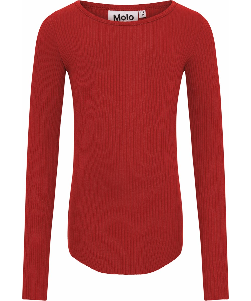 Rochelle - Chili - Öko roter Ripppullover