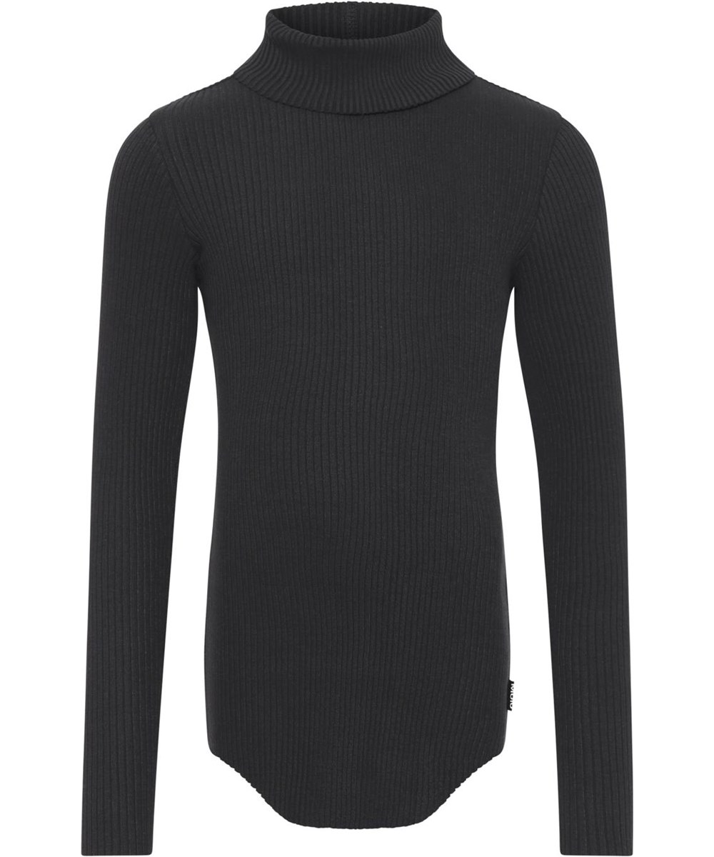 Romaine - Black - Öko schwarzer Ripprollkragen