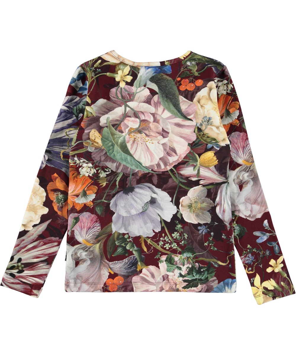 Rose - Botanical Canvas - Öko-Langarmshirt mit Blumendruck