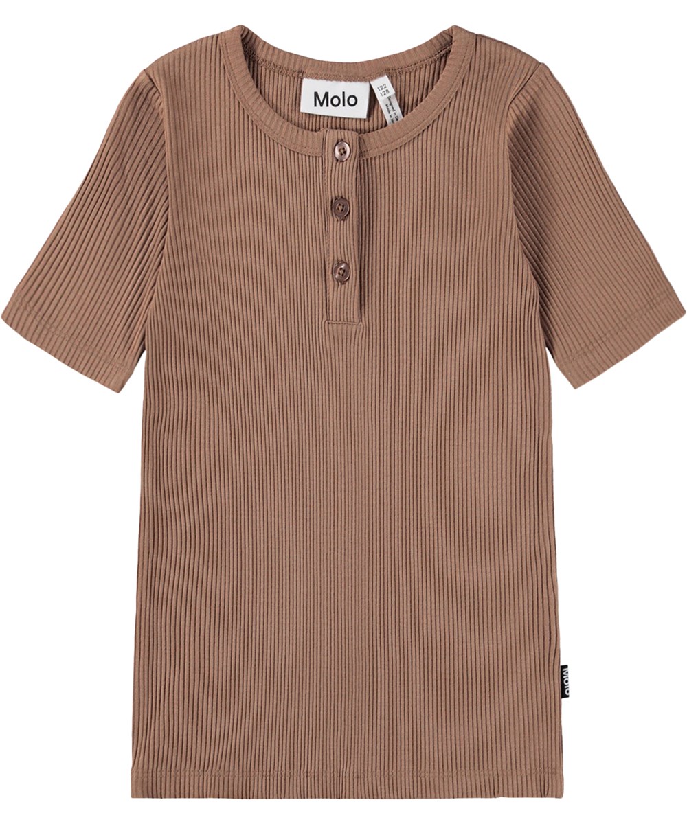 Rosey - Cocoa Bean - Braunes T-Shirt für Kinder aus Viskoseripp.